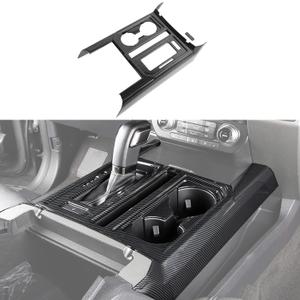 Keptrim for F150 ABS Carbon Fiber Center Console Gear Shift Cup Holder Trim for 2015 2016 2017 2018 2019 2020 Ford F150, 2 Pcs