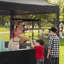Black 4 Pcs Food Booth Sidewall Kit for 10' x 10' Canopy Tent, Food Service Insect Proof Mesh Sidewall Kit with Roll-up Service Windows and Zipper for Festival Stalls, Camping