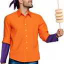 Aliceset 4 Pcs Halloween Costume Set Include Bandanas Sleeves Donut Props Wooden Stick for Adult Halloween Cosplay Party Dark Purple