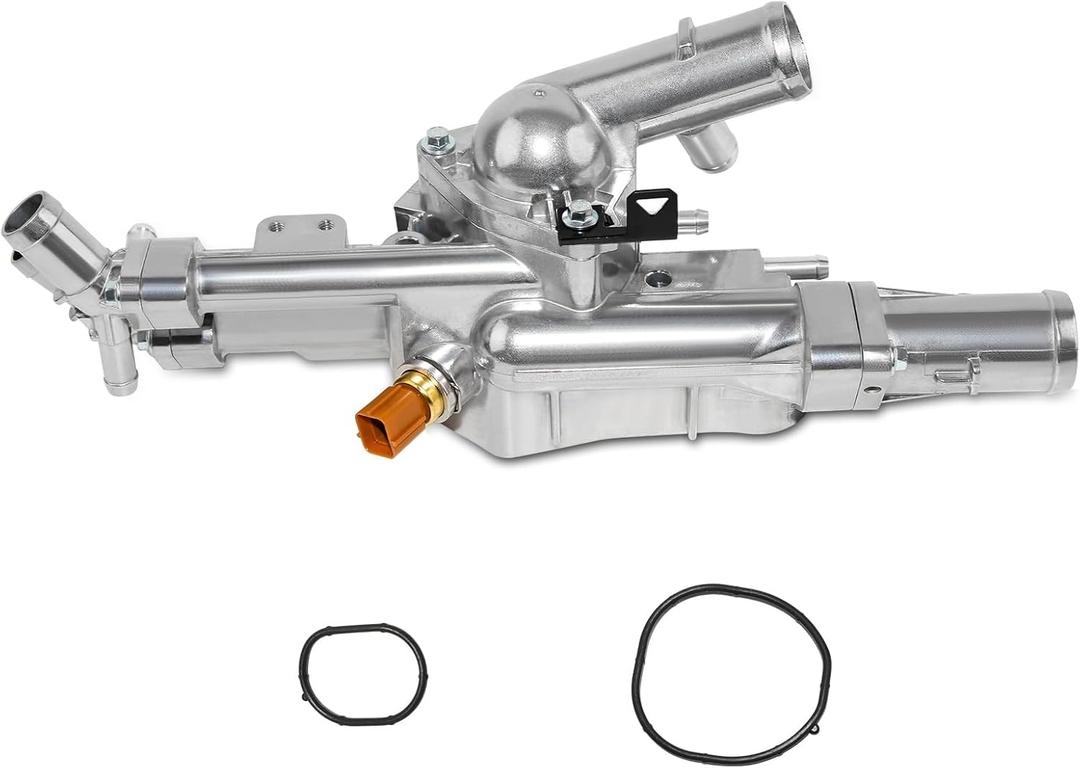 Upgraded Aluminum Thermostat Housing Assembly Compatible with 2011-2013 Kia Optima Sportage 2011-2014 Hyundai Sonata 2013 Santa Fe Sport 2.0L Turbo Replaces # 25600-2G545
