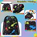Sweetude 24 Pcs Neon Drawstring Bags Small Neon Glow in the Dark Party Favor Gift Treat Drawstring Backpack Birthday Decor Supplies for Baby Shower Candy Goodie Reward Prize 7.09 x 5.12 inch/18 x 13cm