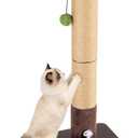 35.4" Tall Sisal Cat Scratching Post, Anti-Tip Stable Base, Interactive Mouse Hole & Toys, Furniture Grade Wood Cat Scratcher Tower for Indoor Cats