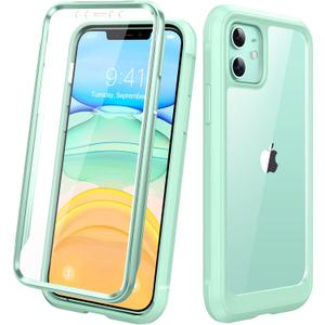 Diaclara Compatible with iPhone 11 Case, Full Body Rugged with Built-in Touch Sensitive Anti-Scratch Screen Protector, Soft TPU Bumper Case Clear Compatible with iPhone 11 6.1" (Pistachio Green)
