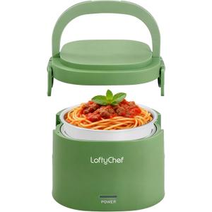 Portable 20-Ounce Electric Heated Lunch Box, 2.5-Cup Food Warmer for Travel & Office, Leak-Proof Silicone-Sealed Lid, Foldable Handle, Ideal for Soup, Chili & Leftovers, Green