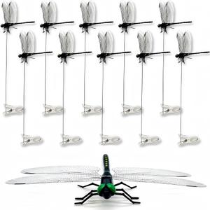 2026 New Dragon Fly Clips for Bugs Repellent, 3D Artificial Dragonfly Hat Clip, Dragonfly Garden Decor (10PCS) (10, Black)