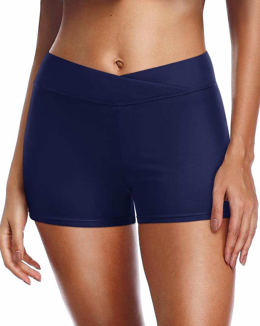 Yonique Womens Swim Shorts Bathing Suits Bottoms Swimsuit Bottoms (Size X-Large, Navy Blue)
