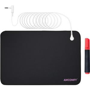 Grounding Mat for Sleep, Pain Relief and Anxiety Reduction, Earth Connection Therapy, Connects to The Earth Indoors, Includes 15ft Cord (Black, 24"x16")