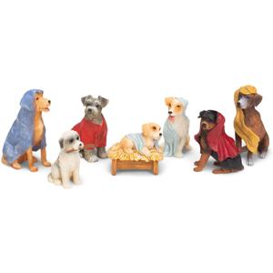 Canine Creche Dog Nativity Scene Decoration, 7 Piece Set