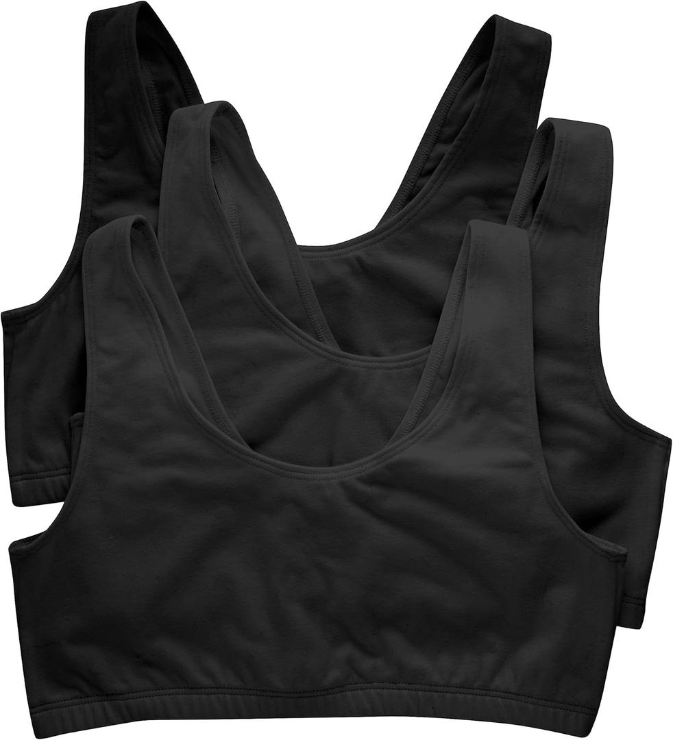 Hanes Women's Scoopneck Cotton Bralette Crop Top (3 Pack) (XX-Large, Black/Black/Black)