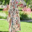 Maxigerui Women's Long Sleeve Floral Maxi Dress 2026 Spring Summer Wedding Guest Dress, Green Floral, S