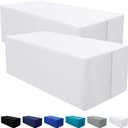 homing 2 Packs Rectangle Fitted Tablecloth, 5 Foot Washable Fabric Table Cloth, Waterproof Polyester Table Cover for Party, Trade Show, Outdoor and Indoor (White, 30" x 60")