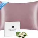 Ravmix Silk Pillow Cases with Zipper, 21momme Mulberry Silk Pillowcase for Hair Skin Health, Soft Smooth Breathable Cool Pillow Cover for Beauty Sleep with Gift Box 1PC(Queen 20"x30", Dark Pink)