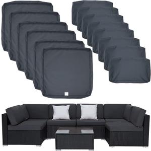 ClawsCover 14Pack Outdoor Patio Seat and Back Cushions Replacement Covers Fit for 7Pieces 6-Seater Wicker Rattan Sectional Couch Chair Furniture Set,Dark Grey-Include Cover Only (Large)