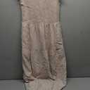 ZESICA Women's 2025 Summer Casual Flutter Short Sleeve Crew Neck Smocked Elastic Waist Tiered Midi Dress,Apricot,Medium
