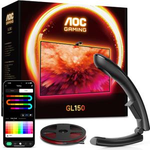 AOC TV LED Backlight, TV Lights That Change with TVs for 55-65 inch Screen, RGB Strip Lighting with Sensor, Syncs Behind The Monitor, Smart App Control, Movie Game Music & DIY Mode, 14.8FT