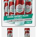 Old Spice Men's Moisturizing Hydro Body Wash Pure Sport Plus, Lemon, 4 X 16 oz