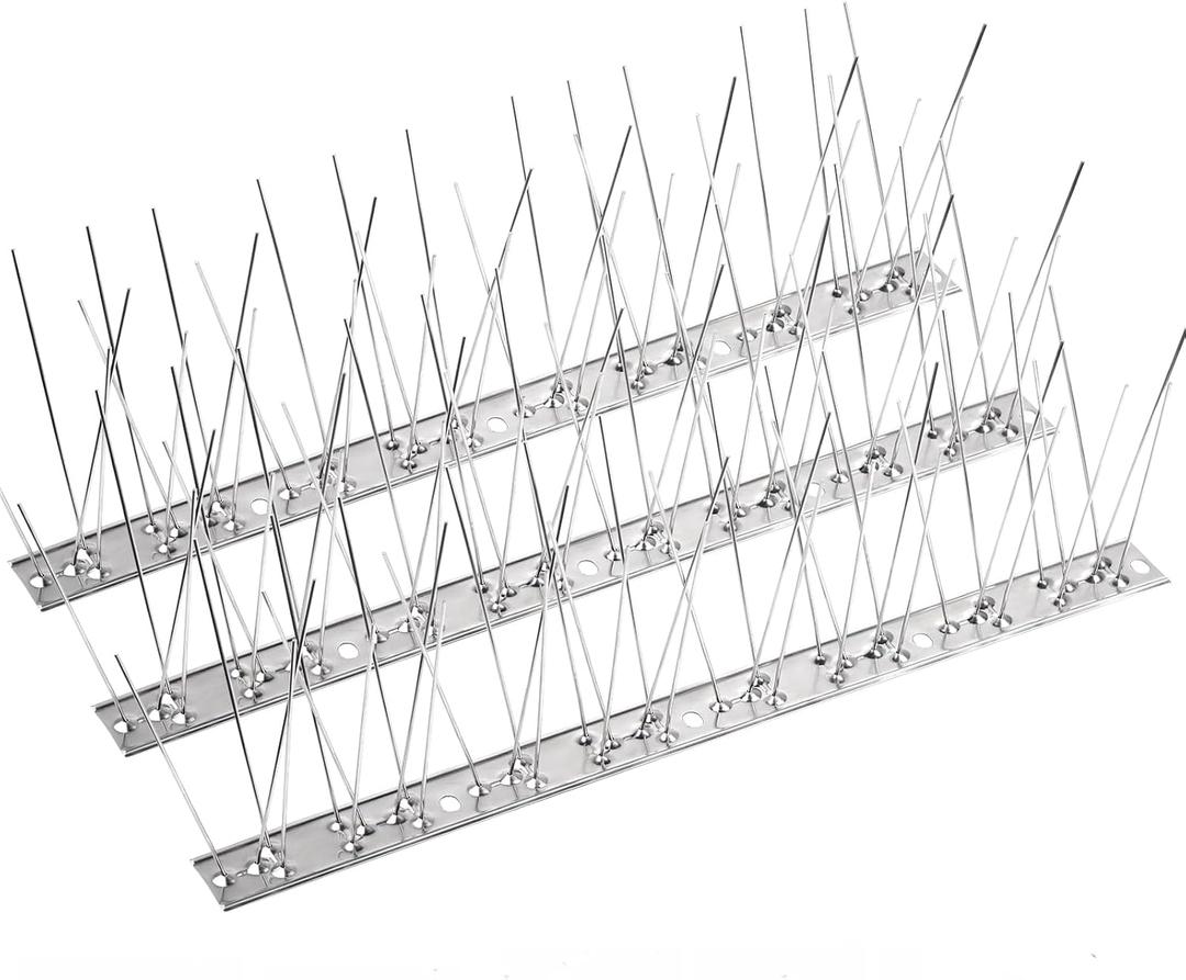 Bynccea Bird Spikes Stainless Steel Durable Bird Repellent for Small Birds, Poop-Disassembled Anti Bird Spikes Smooth Polishing Harmless Deterrent Nest Prevention Bird Off Spike Repellent (10.8ft(10*33cm))
