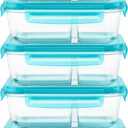 Pyrex Glass MealBox (5-Pack, 4 Cup) Divided Compartments with Locking Lids, For Meal Prepping and Portioning, BPA Free Microwave Dishwasher Safe