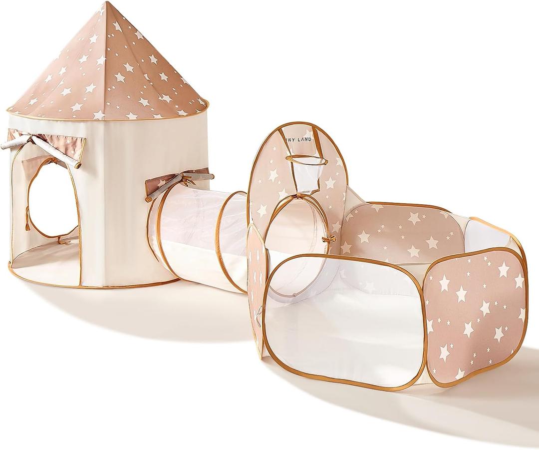 Tiny Land Kids Play Tent with Tunnel, Pop Up Play Tent with Ball Pits for Toddlers, Baby Tent with Carry Bag, Toddler Tents Indoor