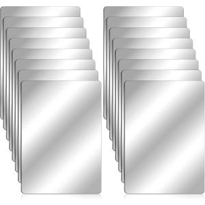 Marsui 16 Pieces Shatter Proof Plastic Mirror Craft 4 x 6 Inch Small Mirror Tiles Bulk with Soft Round Corners Double Sided Protective Film Reflector Sheets Art Craft Supply for Bathroom Home Decor
