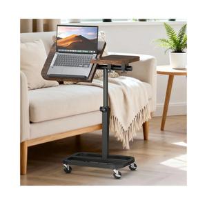 Wheels, Adjustable Height and Tilt Top Stable Mobile Over-Bed Table for Home Use - Brown