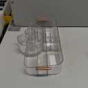 DASITON Large Makeup Brush Holder,Rotating Makeup Organizer,Vintage Striped Cosmetic Organizer,Makeup Storage Organizer for Bathroom Countertop,Dresser,Vanity(Clear)