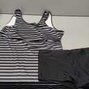 Daci Women's Plus Size Tankini Swimsuit - Two Piece Rash Guard with Capris Shorts and Athletic Racerback Bathing Suit, Size 2XL