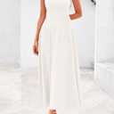 PRETTYGARDEN Spring Casual Dresses for Women 2026 Summer Business Work Midi Sleeveless A Line Pleated Cocktail Dress (White, M)