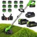 2026 Upgrade 48V 3 in 1 Electric Weed Wacker Cordless, 12’’ Electric Weed Eater Battery Powered 2x4.0AH, Cordless String Trimmer with Auto Spool Feed with 10 Replacement Spools - 1 pc Green