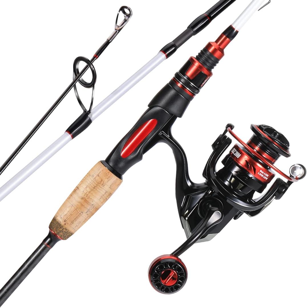 Sougayilang Spinning Combo, Medium Heavy Fishing Pole and 2000 Spinning Reel Set, Fishing Rod and Reel Commbo for Bass Fishing Tackle,  Pearl White, 5.9ft & Spinning Reel