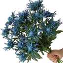 Fermus 6 Stems Artificial Thistle Flowers 6 Branch Real Touch Blue Thistle Decor 26 Inch Real Size Rustic Spray Eryngium Sea Holly for Wedding Bouquet Centerpiece