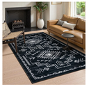 STARUIA 3'x5' Washable Area Rug Western, Non-Slip Small Entryway Rug Black Aztec Tribal Classic Boys Rug for Bedroom Living Room Low-Pile Carpet for Indoor Kitchen Bathroom(Black 3'x5')
