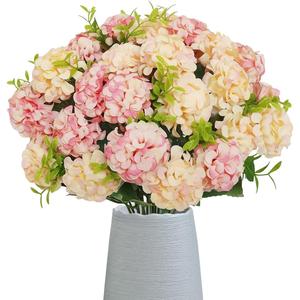 4 Bundles Small Hydrangea Artificial Flowers, Silk Fake Flower Bouquet for Wedding Party Home Decor, 1 Bundle of 10 Heads (Champagne Color)