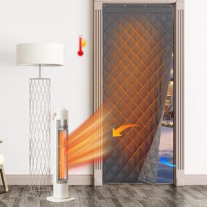 RYB HOME Thermal Insulated Door Curtain Winter Cold Insulation Curtain Durable Oxford Cloth Side Opening Curtain Windproof Soundproof Weatherproof Draft Block Divider, W 36 x L 86 inches, Grey, 1 Pc (36"W x 86"L (Pack of 1))