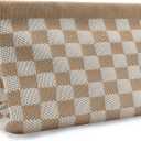 Small Makeup Bag for Purse,Cute Travel Makeup Pouch, Perfect Cosmetic & Toiletry Bag for Women, Lipstick Case & Brush Holder, Mini Vanity Organizer(LA_Light Brown-Beige)