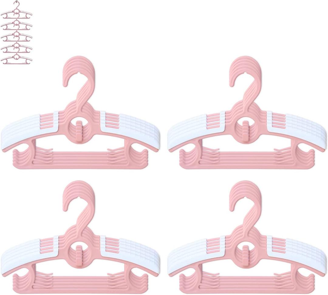 Baby Nursery Closet Hangers, Ultra Thin Non-Slip and Extendable Laundry Infant Pant Hanger for Newborn Clothes - 20pcs11-14" Pink Adjustable Children Coat Hanger for Girl Boy Toddler Kids Child