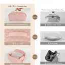 Prite Makeup Bag for Women Travel Waterproof Vegan Leather Cosmetic Bag Open Flat Toiletry Bag With Clear Divider and Handle (Plaid Pink, Medium)