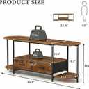 Faesun 55" TV Stand for TVs up to 55 Inches, Curved Edge Media Console & Entertainment Center with 2 Fabric Drawers, Modern TV Console Table for Living Room or Bedroom, RusticBrown