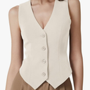 Womens V Neck Vest Top Sleeveless Button Down Fully Lined Solid Going Out Crop Tops SIze Medium