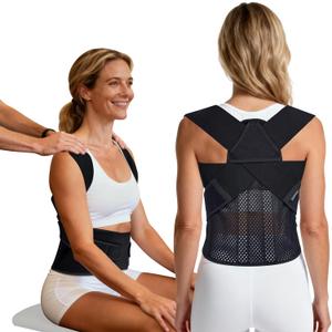 Full Back Posture Corrector for Women & Men  Pull-Back System Posture Brace  Wide Soft Straps, Breathable Mesh, Adjustable Support for Slouching, Rounded Shoulders & Upper Spine Pain Relief (M(Waist:32.7"-41.7"))
