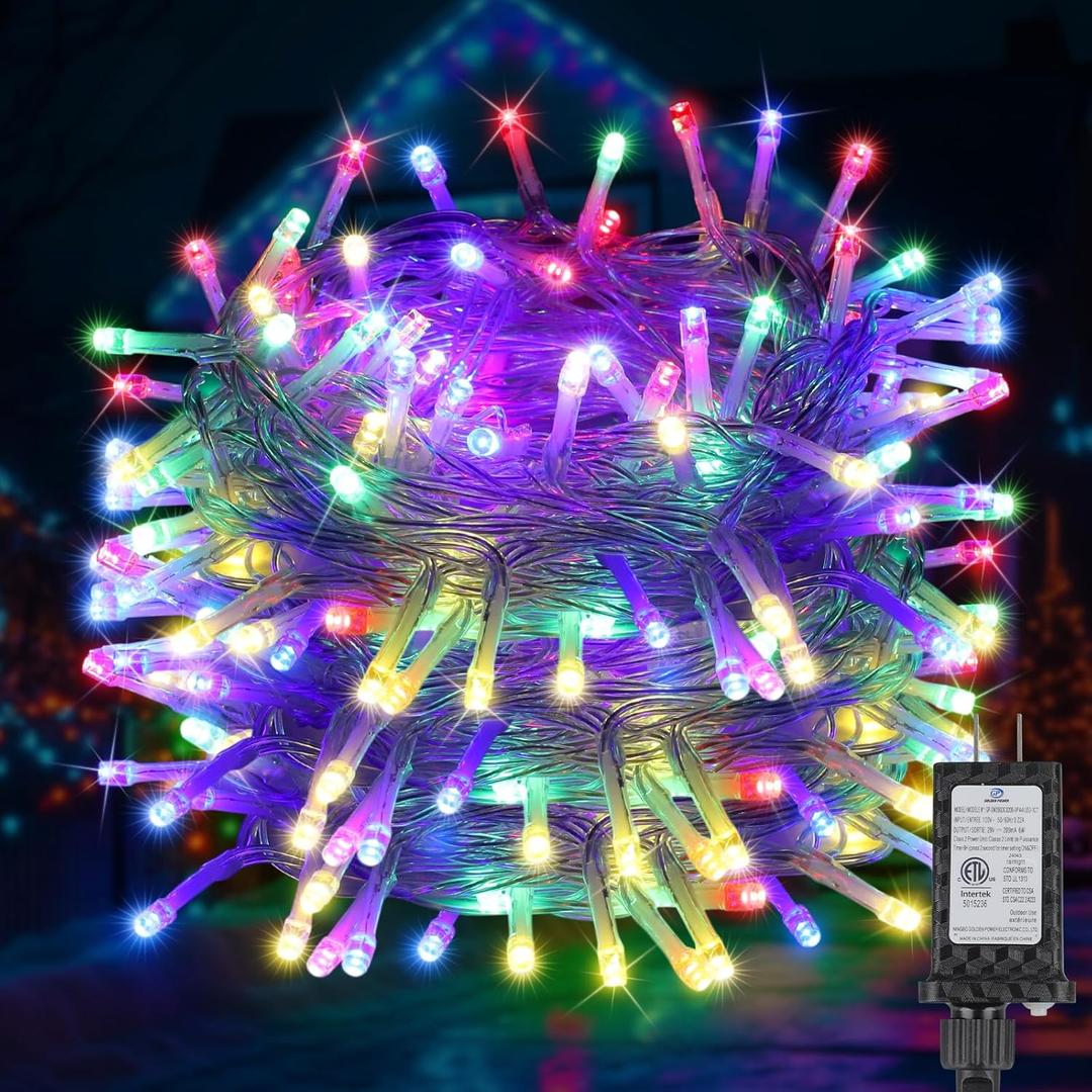 200FT 600LED Christmas Lights Plug in, Outdoor Indoor Fairy Lights with Timer and 8 Modes, Christmas Tree Lights for Garden Party Wedding Christmas Decoration (Multi-Color)