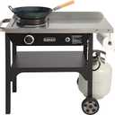 Cuisinart Outdoor Wok Station, 50,000 BTU Propane Outdoor Wok Burner with Prep Table, 14" Carbon Steel Fry Pan, Stainless Steel Side Table, Storage, Outdoor Cooking Station for Stir Fry, Searing, BBQ
