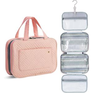 Ms. Pen- Travel Toiletry Bag Organizers, Baby Pink, Makeup Travel Bag for Toiletries with Hanging Hook, Water-Resistant