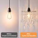 H11.81''X D8.66'' Chandelier Shades, Mini Crystal Shade, Acrylic Beaded Hanging Lampshade, Modern Pendant Light Shades, Sparkling Ceiling Decor for Bedroom, Hallway, Bar, Kitchen, Bathroom, 2-Tiers