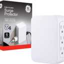GE Pro 6-Outlet Extender, Surge Protector, Side Access, Wall Tap Adapter, 3-Prong, 1200 Joules, UL Listed, White, 10353