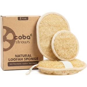 Natural Loofah Exfoliating Body & Facial Scrubber Set | 100% Plant-Based Shower Luffa Sponge for Deep Cleansing, Smooth & Glowing Skin | Bath Loofah for Women & Men