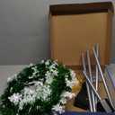 5 FT Pop Up Christmas Tree with Timer Lights and Decorations, Green Tinsel Artificial Christmas Tree with 24 Balls Ornaments, Collapsible Pencil Tree for Xmas Home Office Party Decor