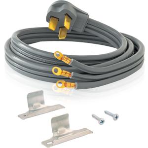 Eastman 3-Prong Electric Range Cord, 40 Amps, 4 Foot Length, Grey, 61256