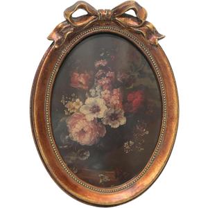 Small 5x7 Vintage Picture Frame, Oval Bow Antique Ornate Frame 5 X 7 with Glass Front, Luxury Tabletop & Wall Hanging, Antique Wall Decor(Antique Bronze)