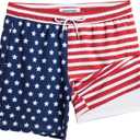 maamgic 2 in 1 Mens Swim Trunks 7 Inch Swim Shorts Swim Suits Board Shorts (Medium, American Flag) Medium